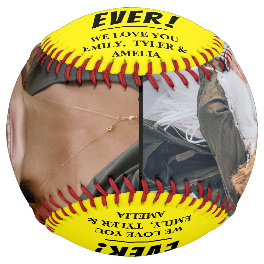 Yellow Best Mom Ever 2 Photo Collage Softball