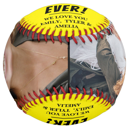 Yellow Best Mom Ever 2 Photo Collage Softball