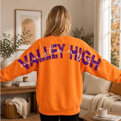 SOLID CUSTOM BACK PRINT SWEATSHIRT FOR SPORTS FANS