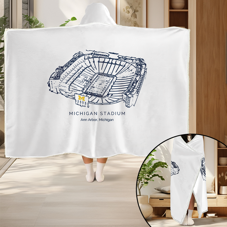 Personalized Michigan Stadium Sport Hooded Blanket