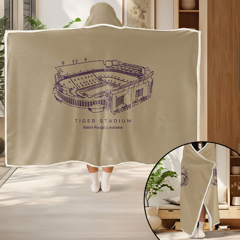 Personalized Tiger Stadium Sport Hooded Blanket
