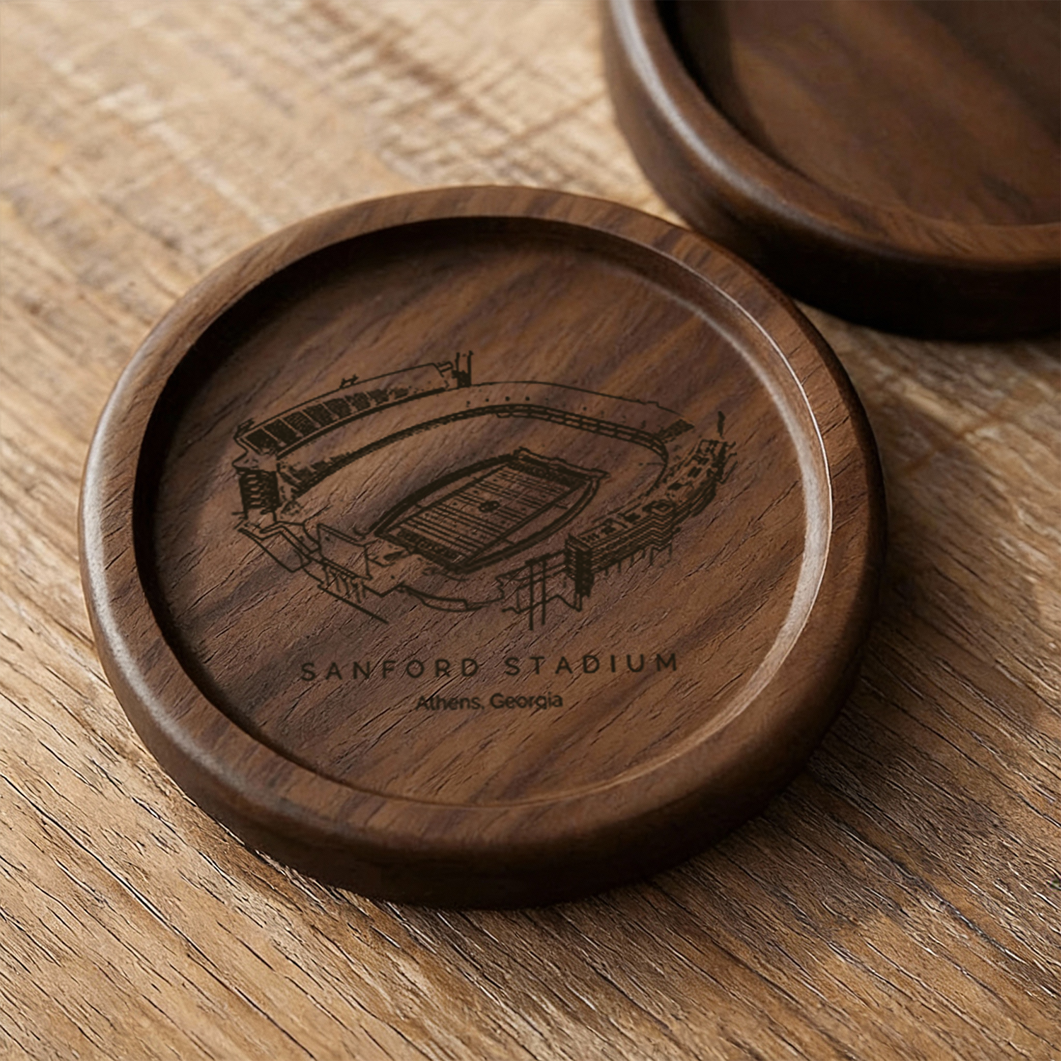 SANFORD Stadium Walnut Wood Coaster Set