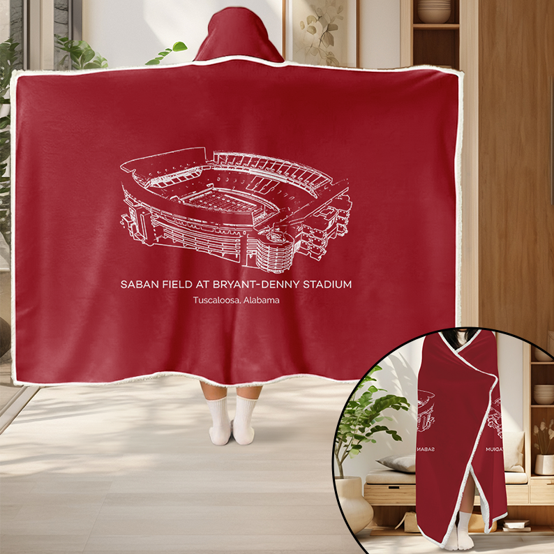 Personalized Bryant-Denny Stadium Sport Hooded Blanket