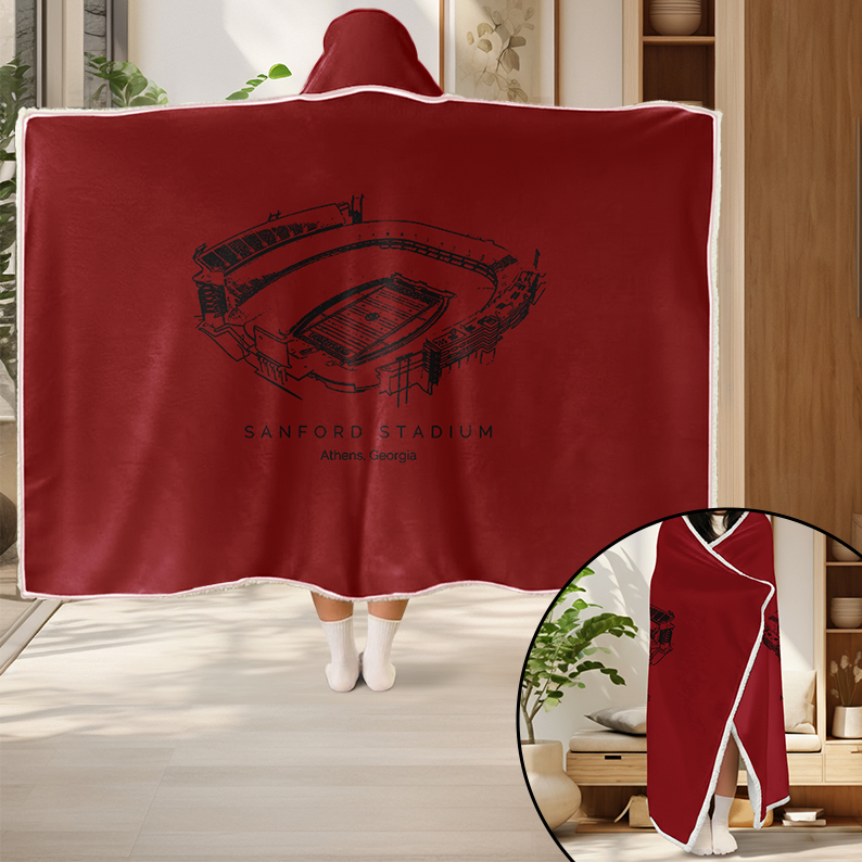 Personalized Sanford Stadium Sport Hooded Blanket