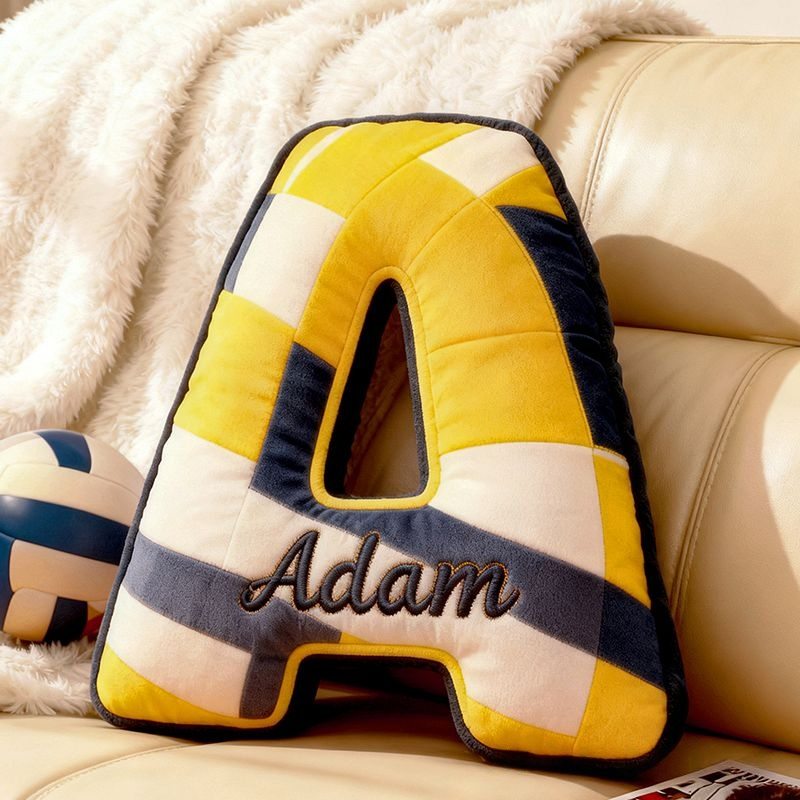 Personalized Volleyball Letter-Shaped Christmas Pillow, Specially Designed For Sports Fans.