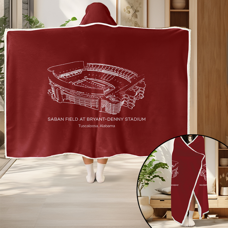 Personalized Bryant-Denny Stadium Sport Hooded Blanket