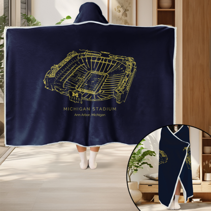 Personalized Michigan Stadium Sport Hooded Blanket
