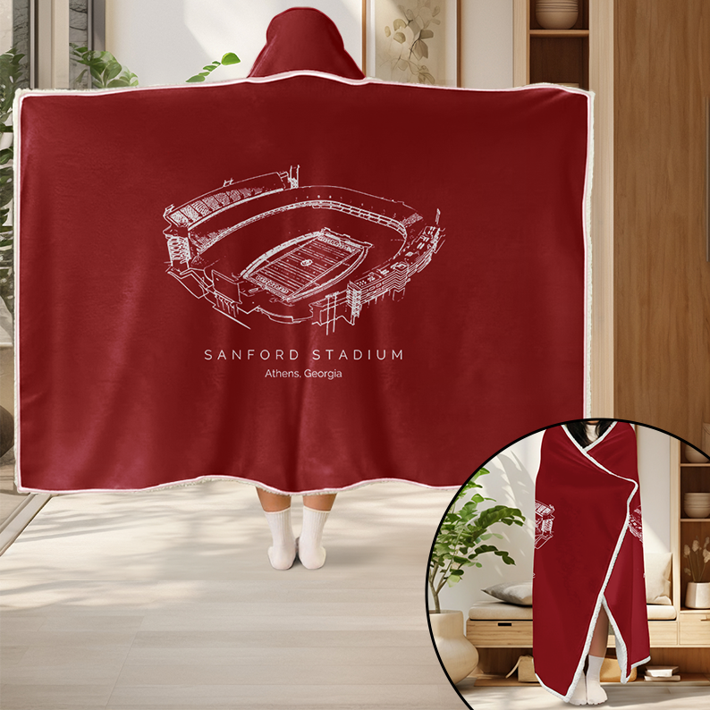 Personalized Sanford Stadium Sport Hooded Blanket