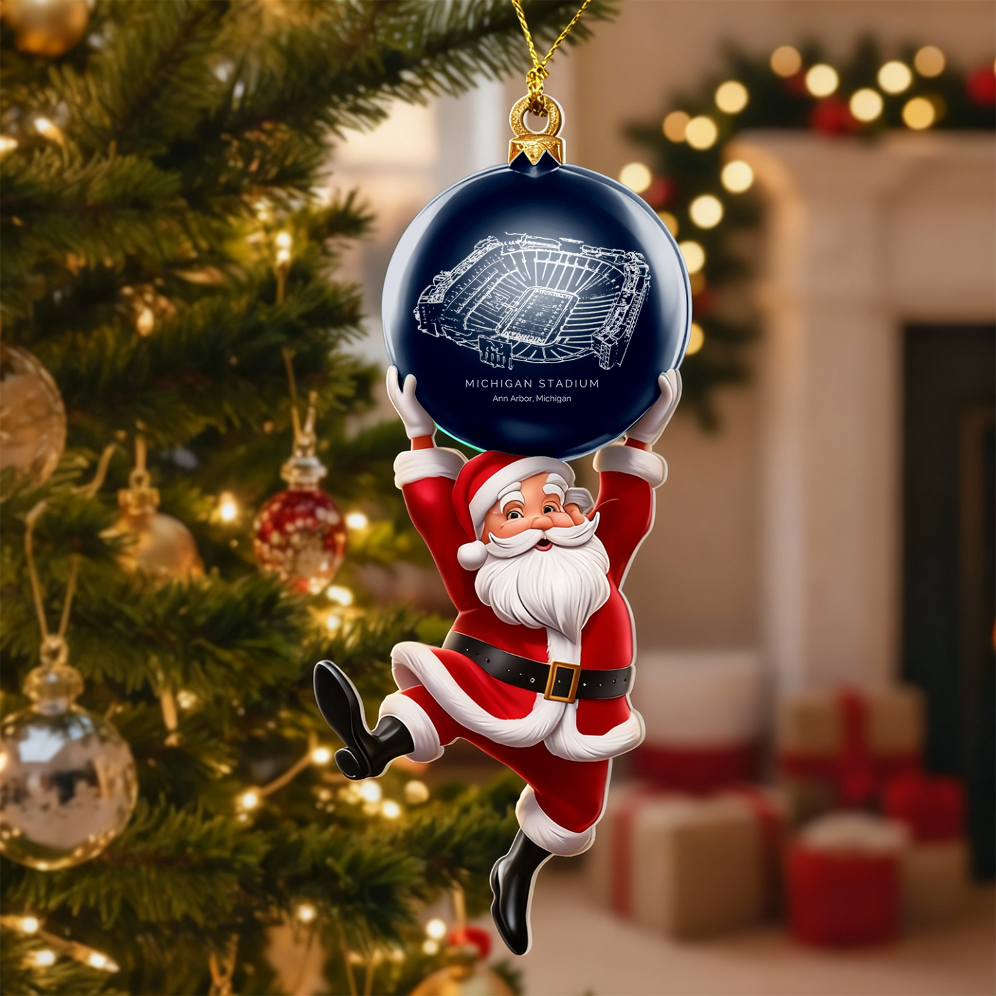 Personalized Michigan Stadium Christmas Acrylic Decorations, A Gift For Fans - Limited Edition