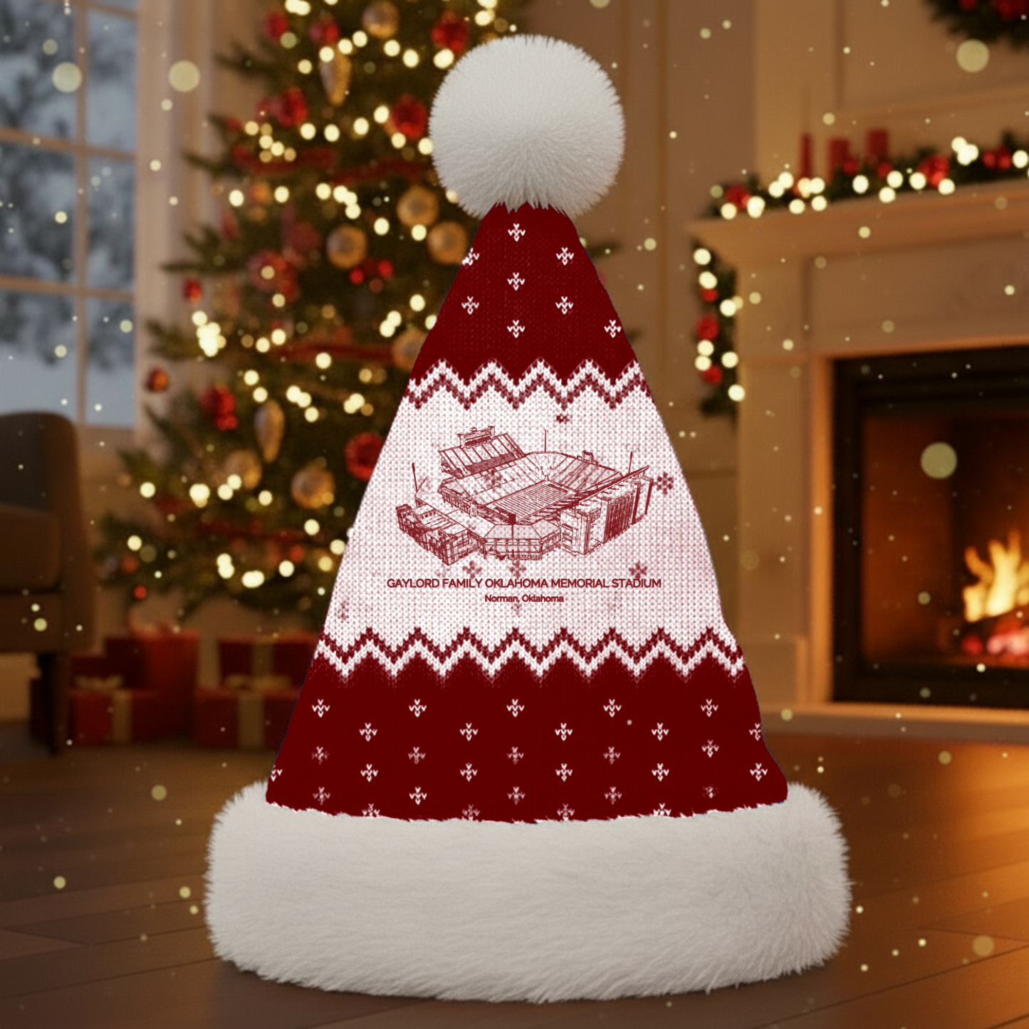 Personalized Gaylord Family Oklahoma Memorial Stadium Santa Hat, A Perfect Christmas Gift For Family - Limited Edition