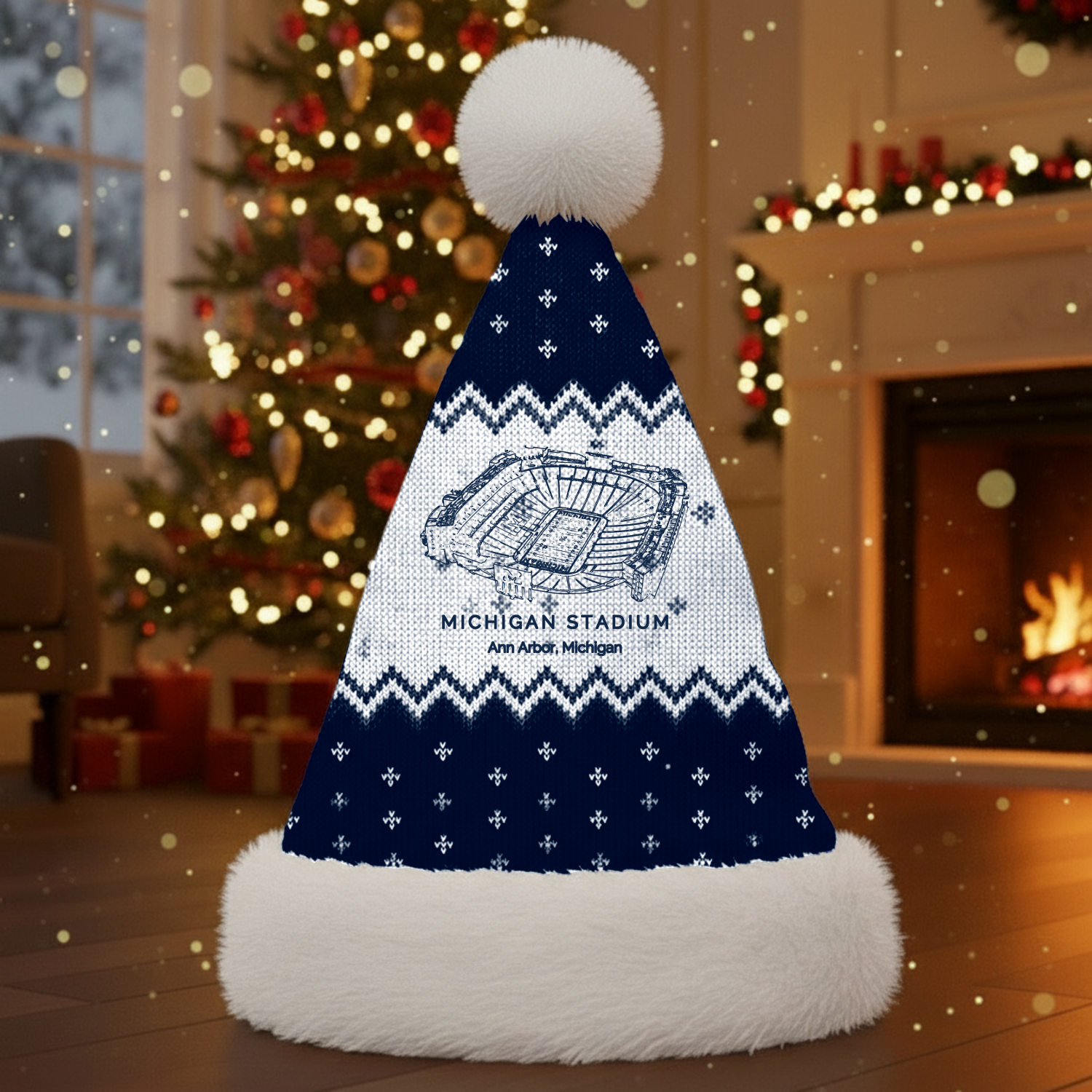Personalized Michigan Stadium Santa Hat, A Perfect Christmas Gift For Family - Limited Edition
