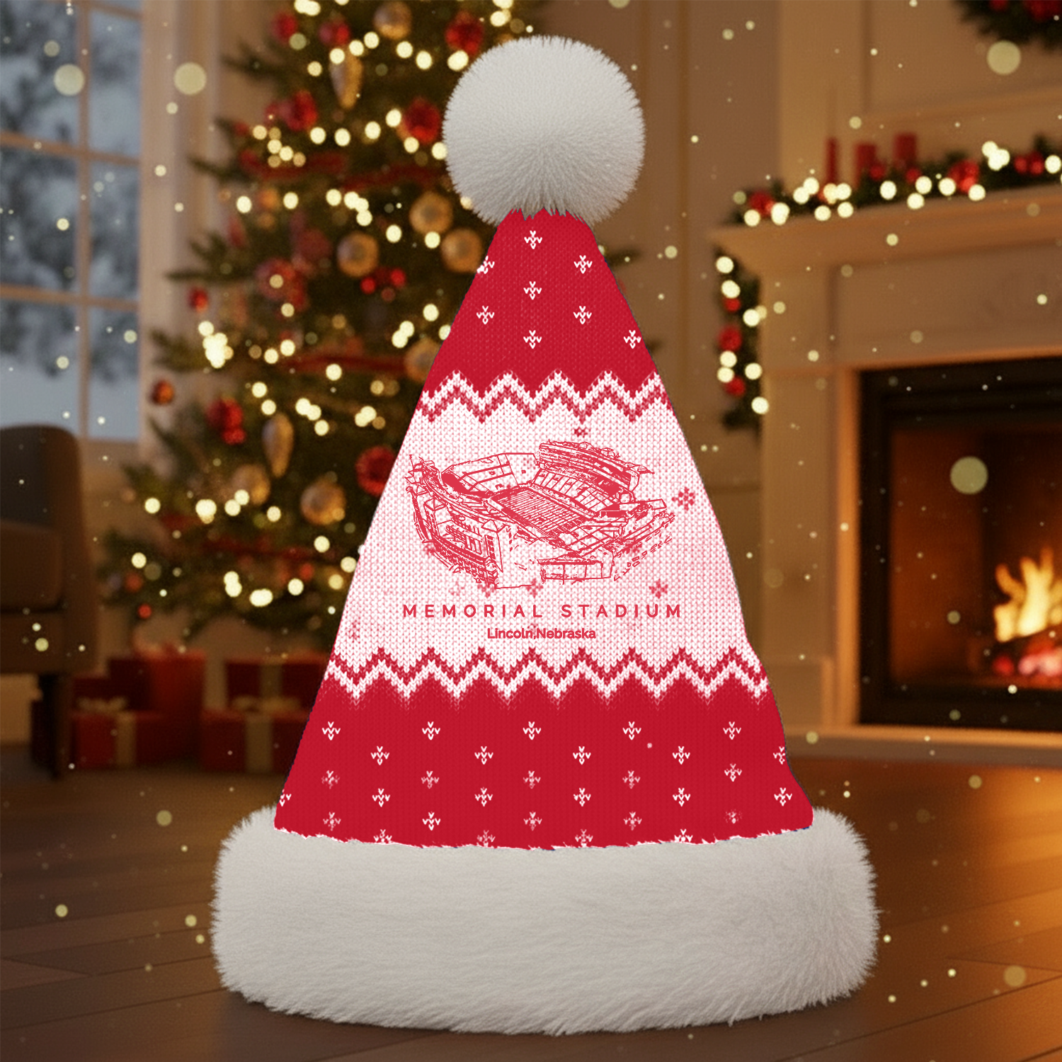 Personalized Memorial Stadium (Lincoln) Santa Hat, A Perfect Christmas Gift For Family - Limited Edition
