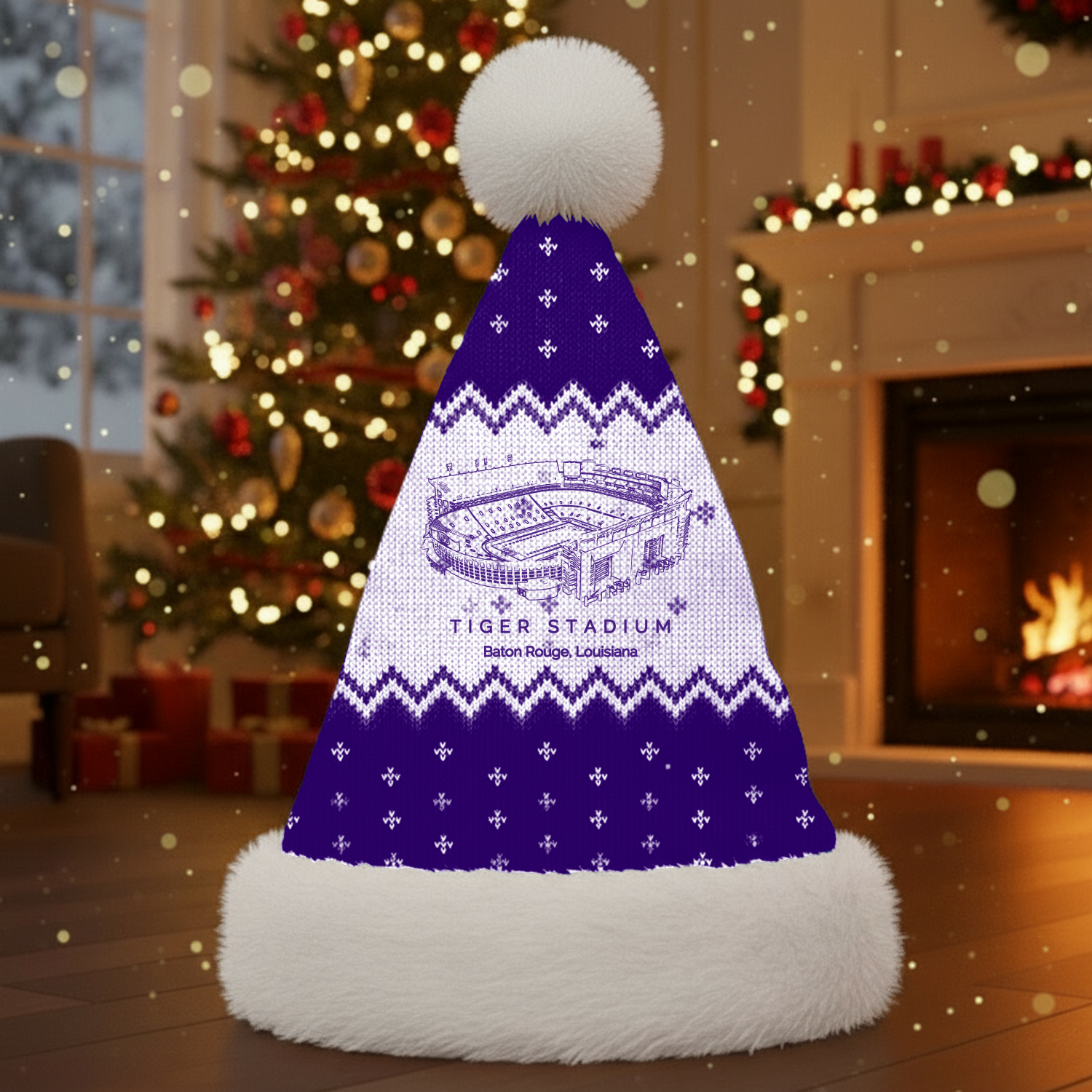 Personalized Tiger Stadium Santa Hat, A Perfect Christmas Gift For Family - Limited Edition