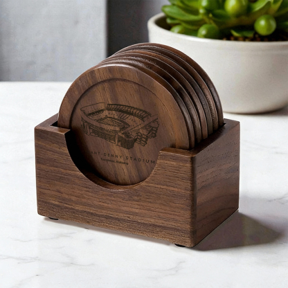 BRYANT-DENNY Walnut Wood Coaster Set