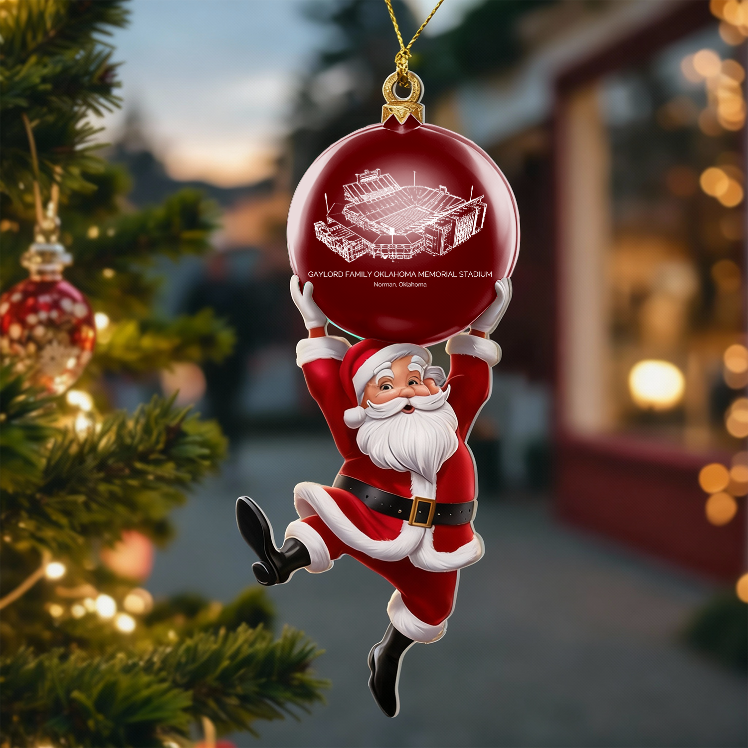 Personalized Gaylord Family Oklahoma Memorial Stadium Christmas Acrylic Decorations, A Gift For Fans - Limited Edition