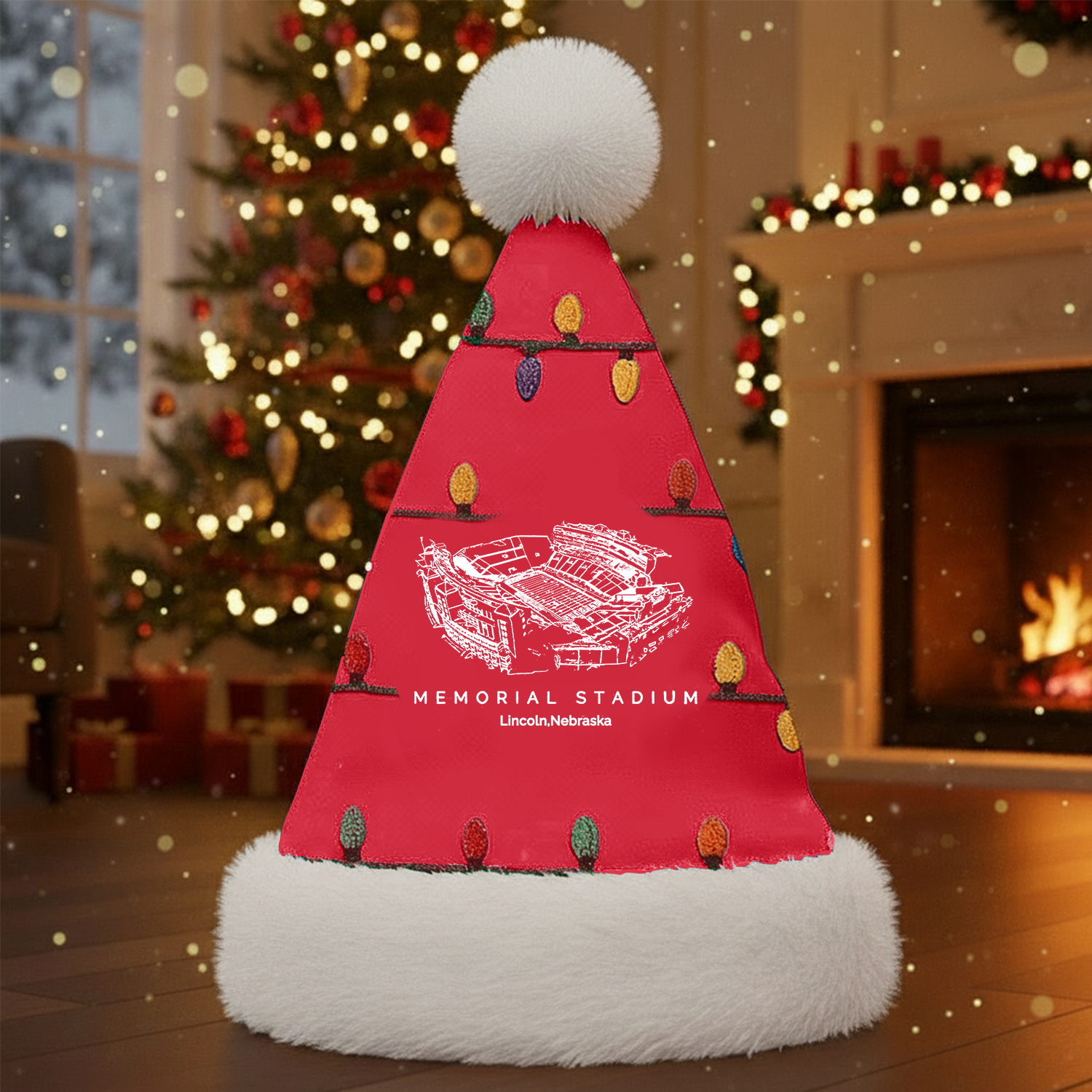 Personalized Memorial Stadium (Lincoln) Santa Hat, A Perfect Christmas Gift For Family - Limited Edition