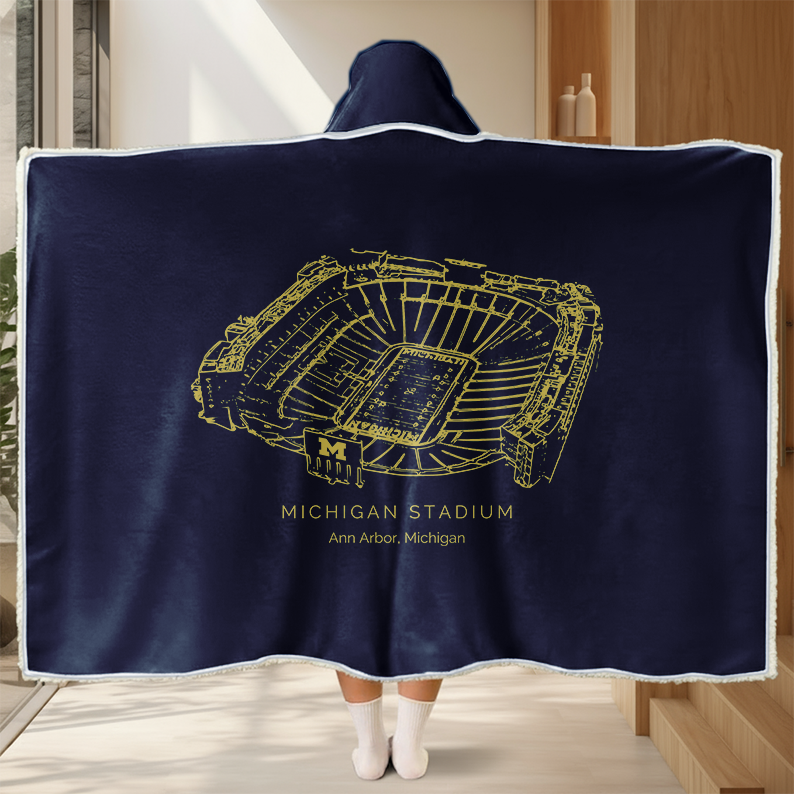 Personalized Michigan Stadium Sport Hooded Blanket