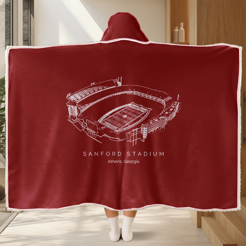 Personalized Sanford Stadium Sport Hooded Blanket