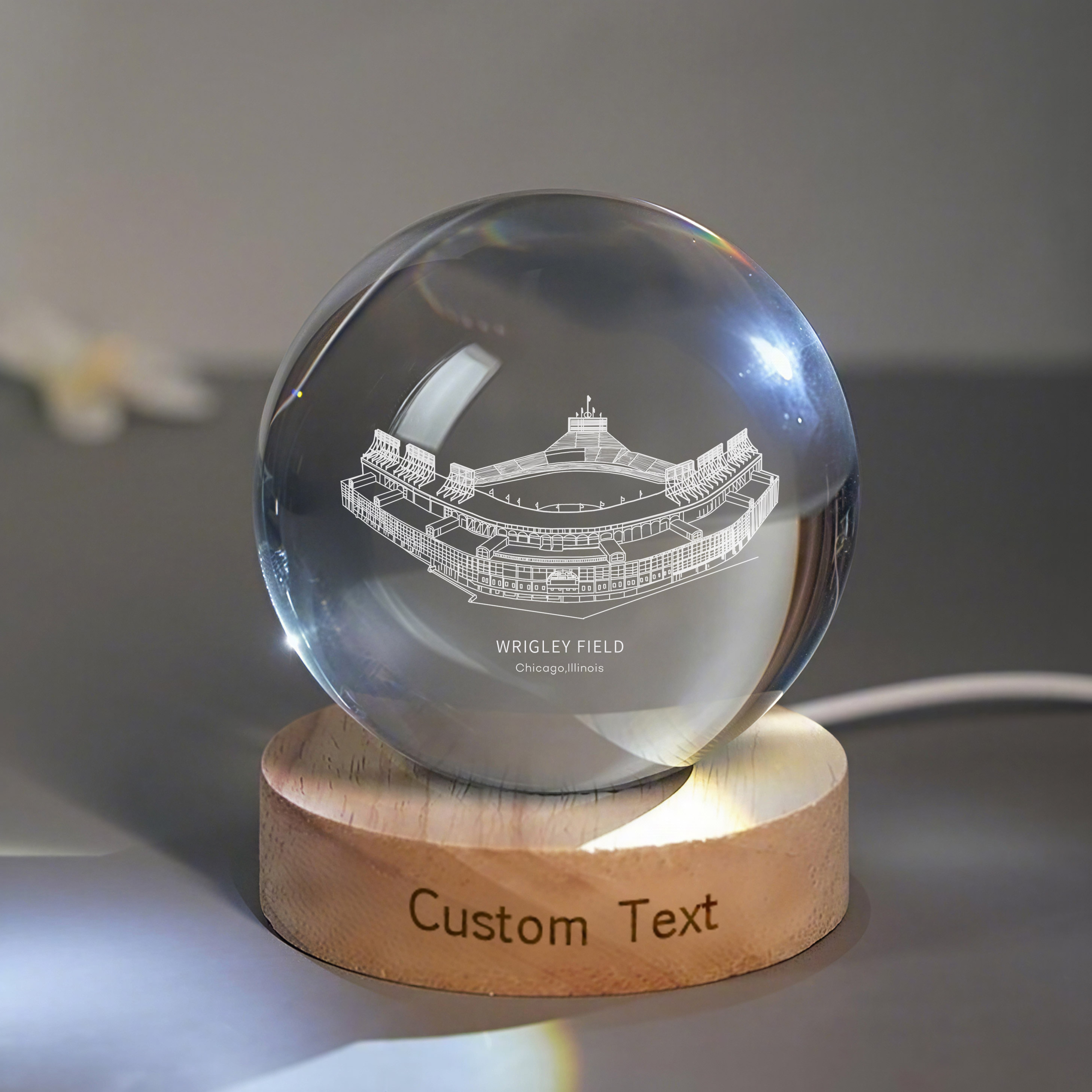 WRIGLEY FIELD Stadium 3D Spherical Crystal Lamp