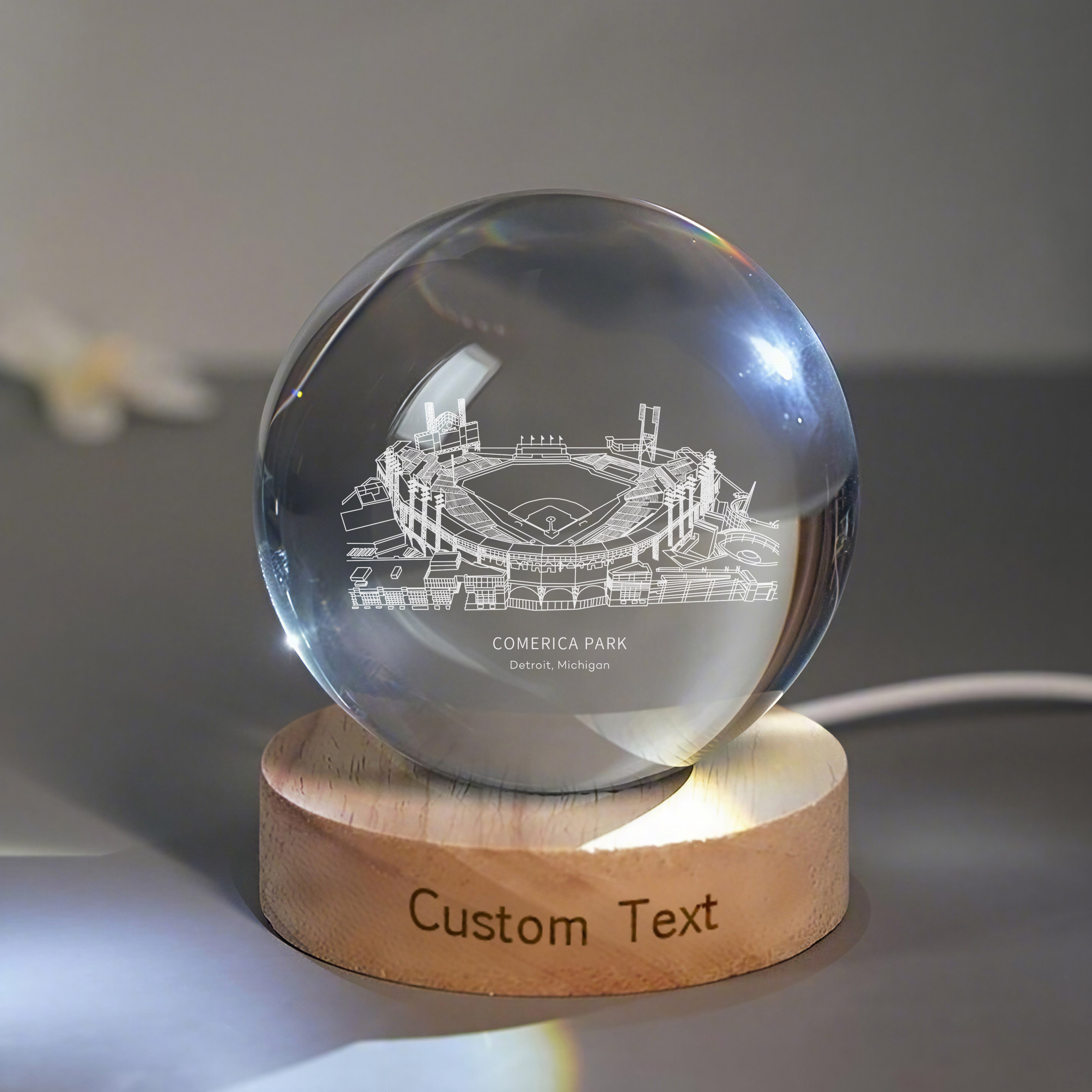 COMERICA PARK Stadium 3D Spherical Crystal Lamp