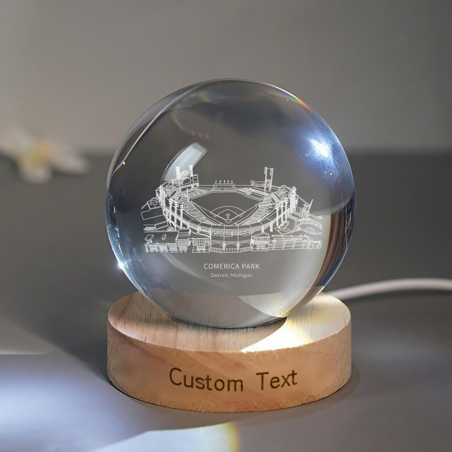 COMERICA PARK Stadium 3D Spherical Crystal Lamp