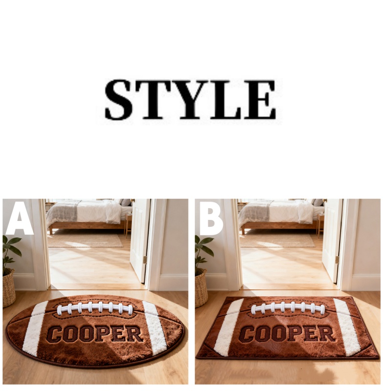 Personalized Football Shaped Door Mat With Custom Name For Football Fans