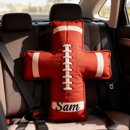 Personalized 3d Printed Football Cross Pillow, A Perfect Gift For Football Enthusiasts.