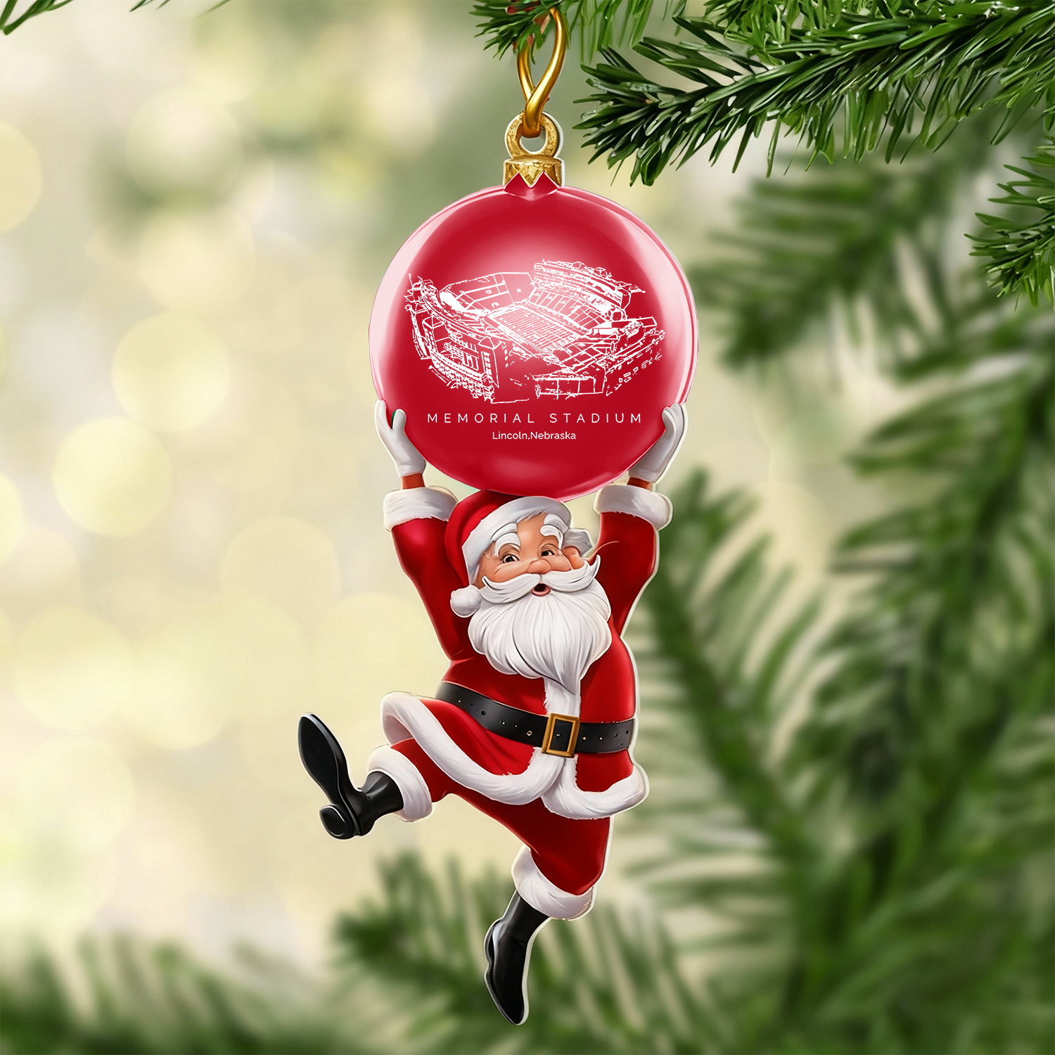 Personalized Memorial Stadium (Lincoln) Christmas Acrylic Decorations, A Gift For Fans - Limited Edition