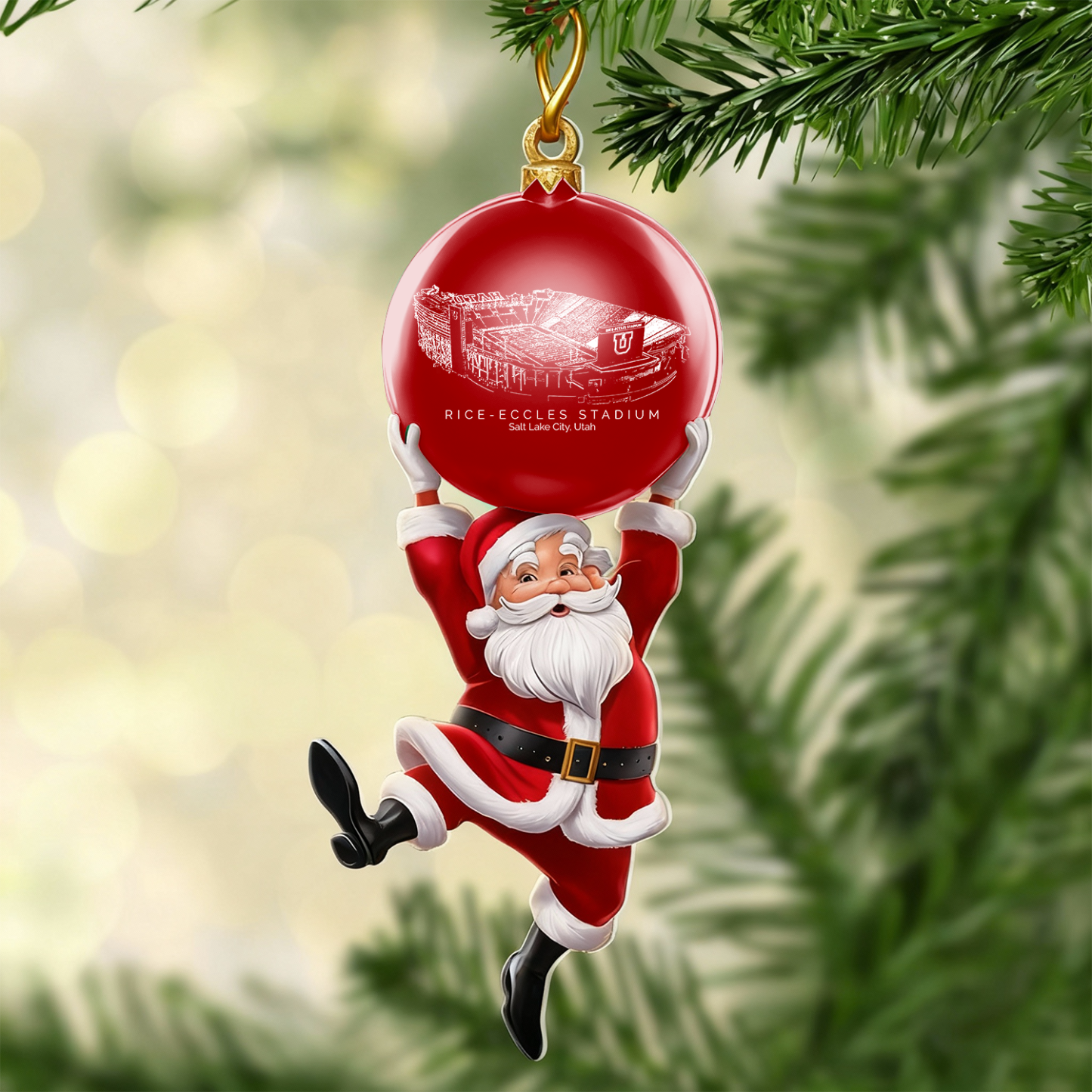 Personalized Rice–Eccles Stadium Christmas Acrylic Decorations, A Gift For Fans - Limited Edition