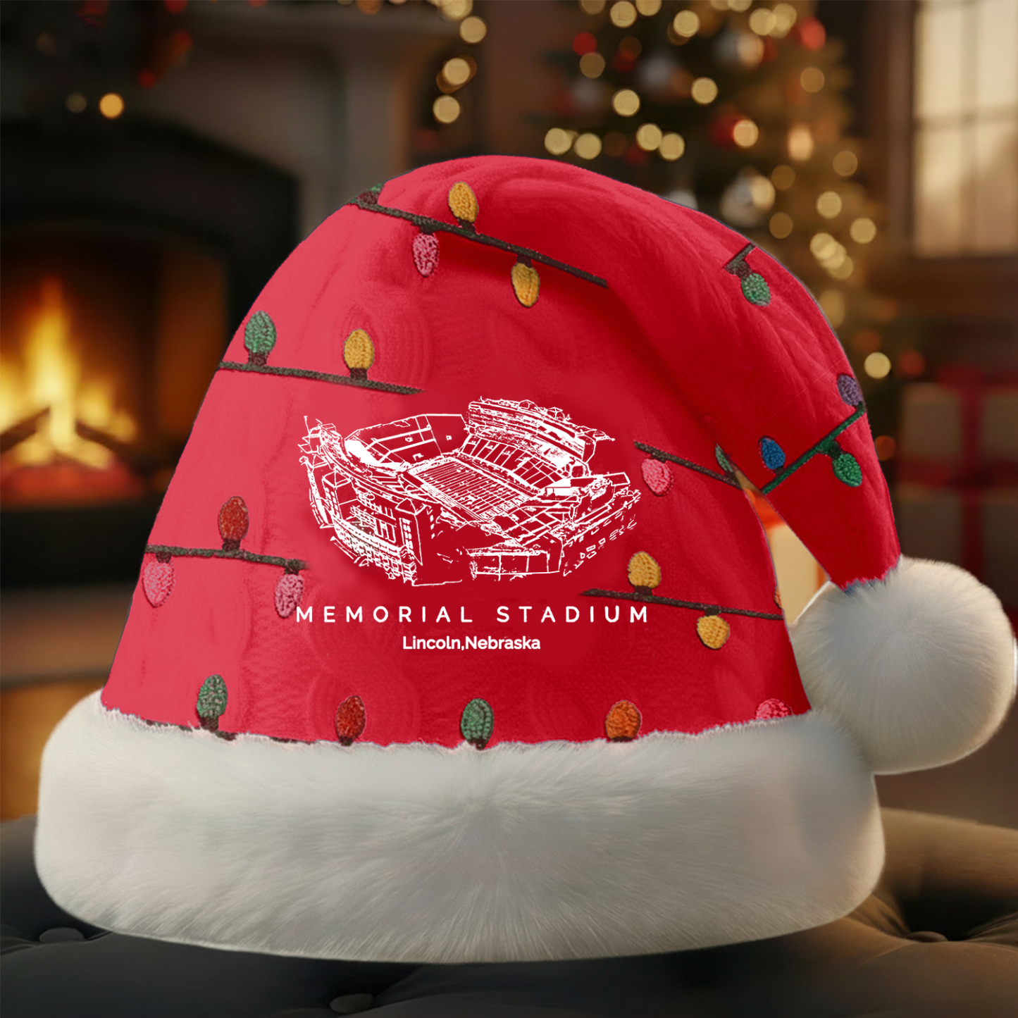 Personalized Memorial Stadium (Lincoln) Santa Hat, A Perfect Christmas Gift For Family - Limited Edition