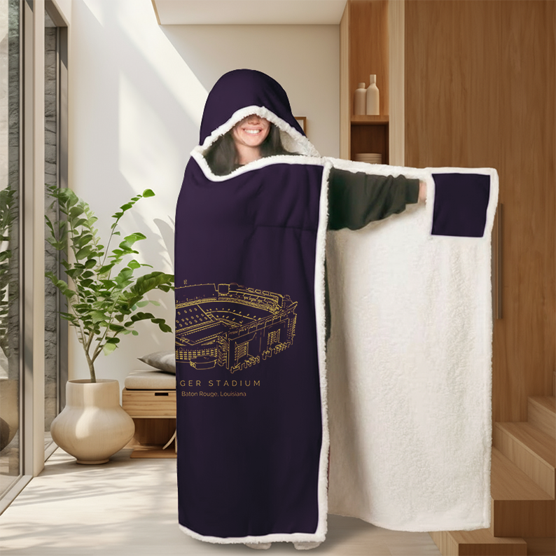 Personalized Tiger Stadium Sport Hooded Blanket