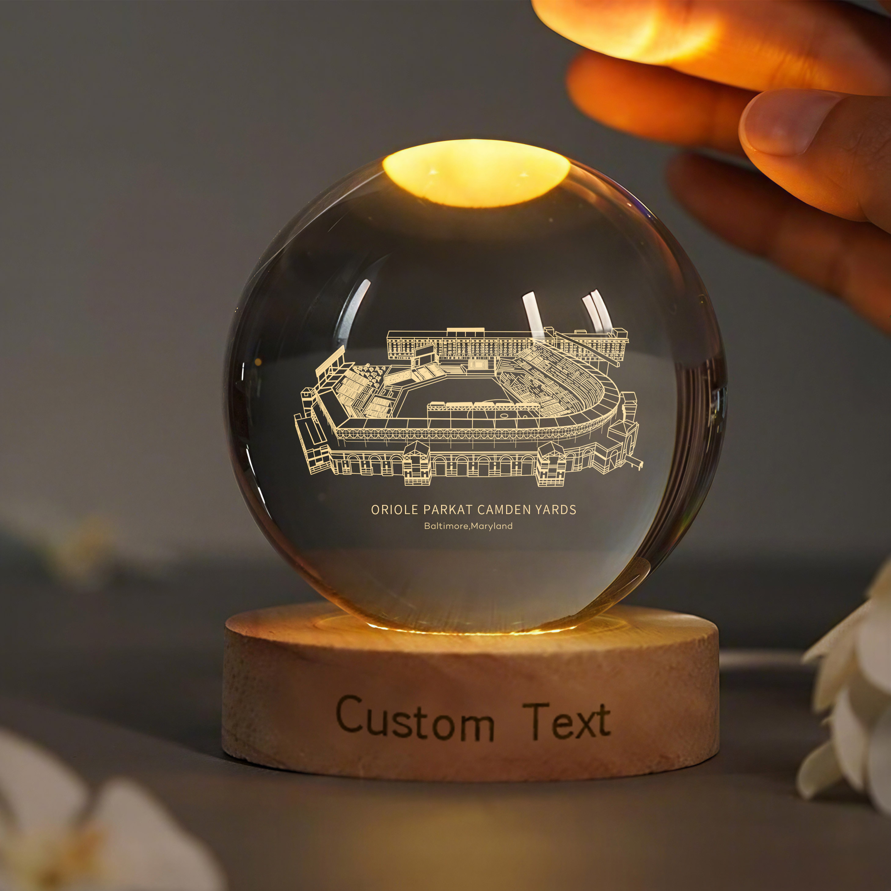 ORIOLE PARK AT CAMDEN YARDS Stadium 3D Spherical Crystal Lamp