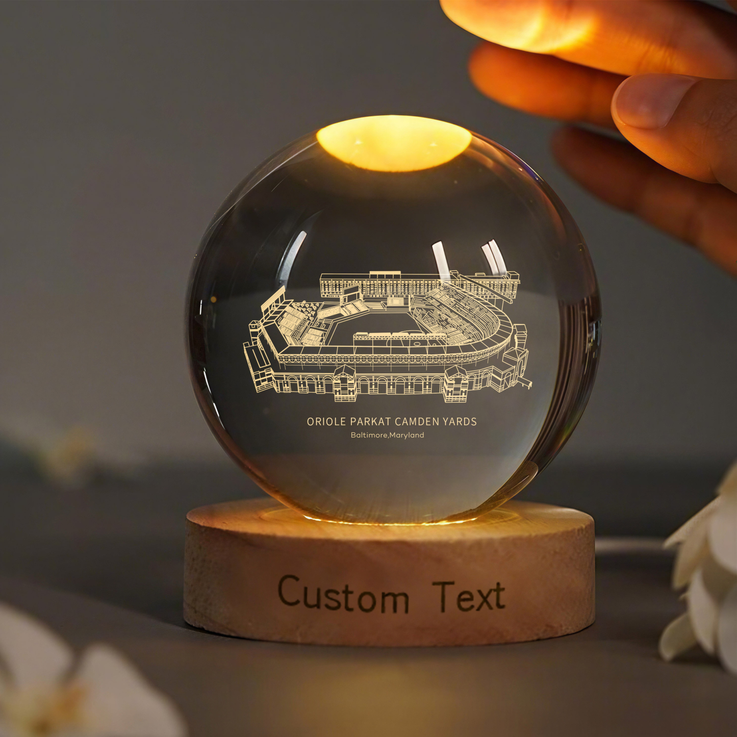 ORIOLE PARK AT CAMDEN YARDS Stadium 3D Spherical Crystal Lamp