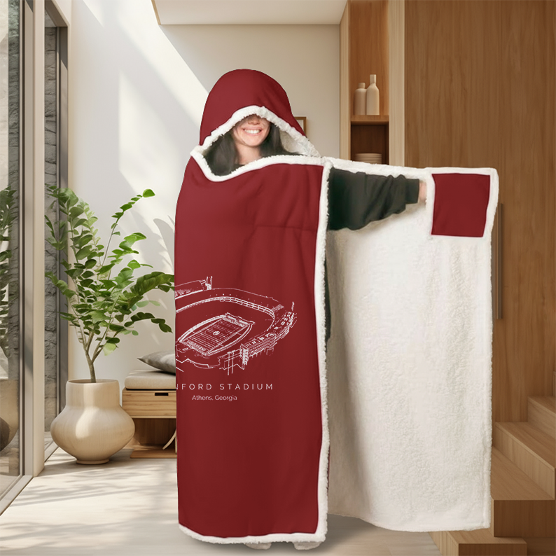 Personalized Sanford Stadium Sport Hooded Blanket