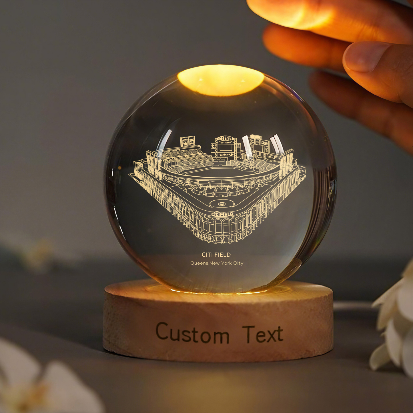 CITI FIELD Stadium 3D Spherical Crystal Lamp