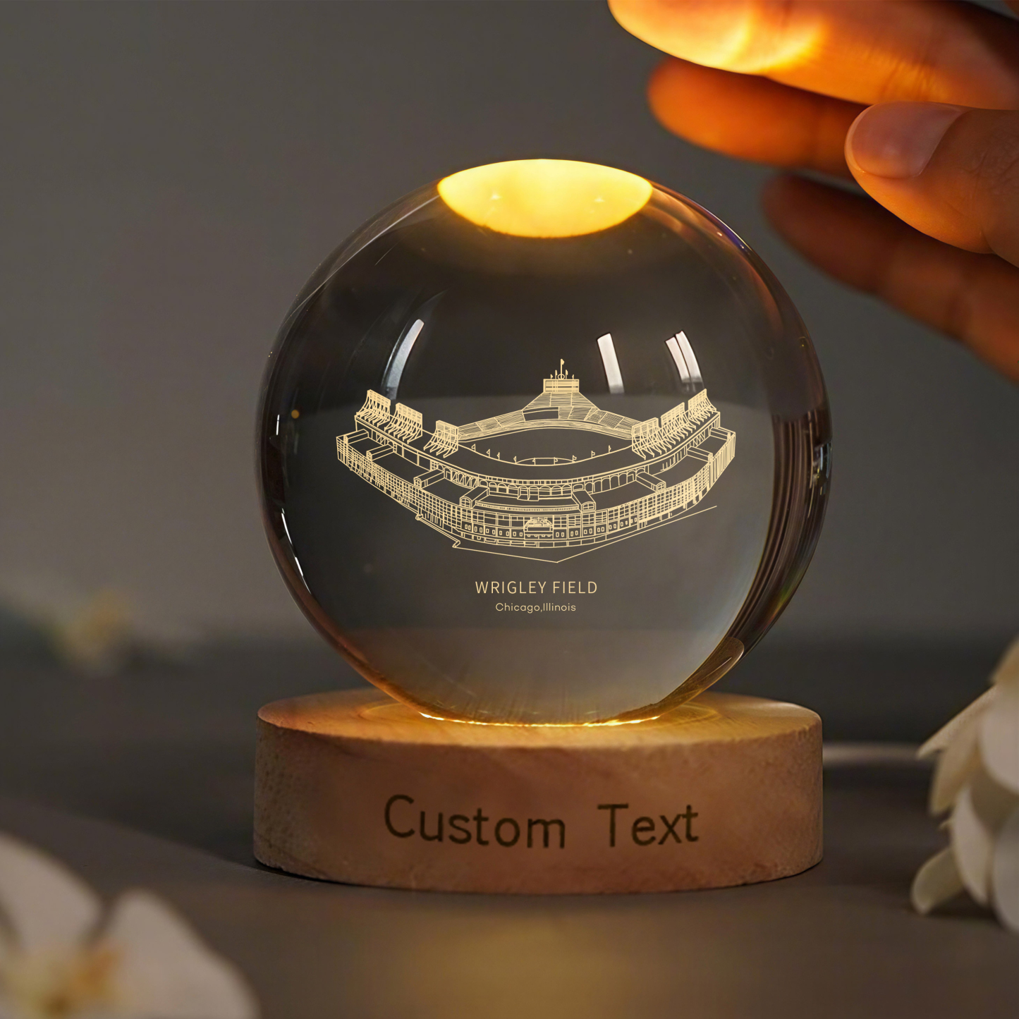 WRIGLEY FIELD Stadium 3D Spherical Crystal Lamp