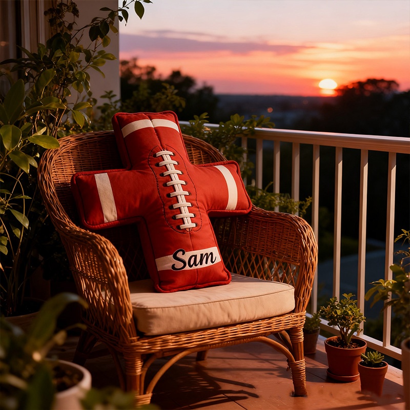 Personalized 3d Printed Football Cross Pillow, A Perfect Gift For Football Enthusiasts.