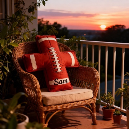 Personalized 3d Printed Football Cross Pillow, A Perfect Gift For Football Enthusiasts.