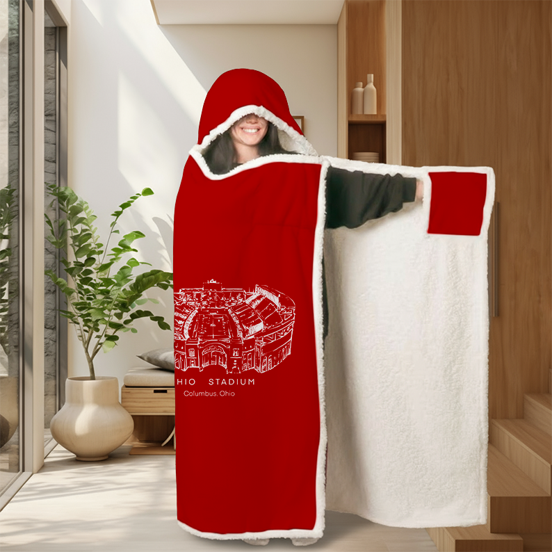 Personalized Ohio Stadium Sport Hooded Blanket