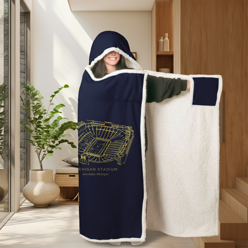 Personalized Michigan Stadium Sport Hooded Blanket