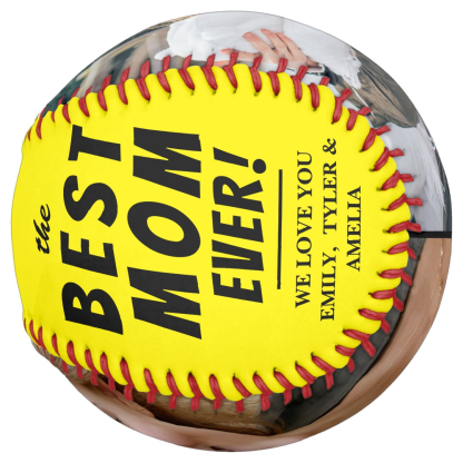 Yellow Best Mom Ever 2 Photo Collage Softball