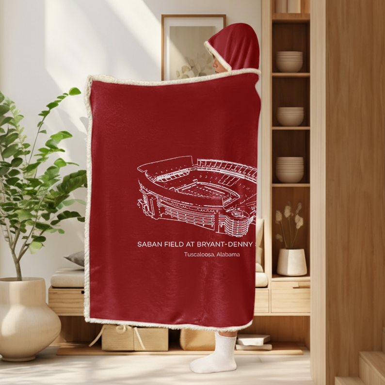 Personalized Bryant-Denny Stadium Sport Hooded Blanket
