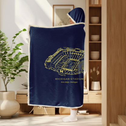 Personalized Michigan Stadium Sport Hooded Blanket