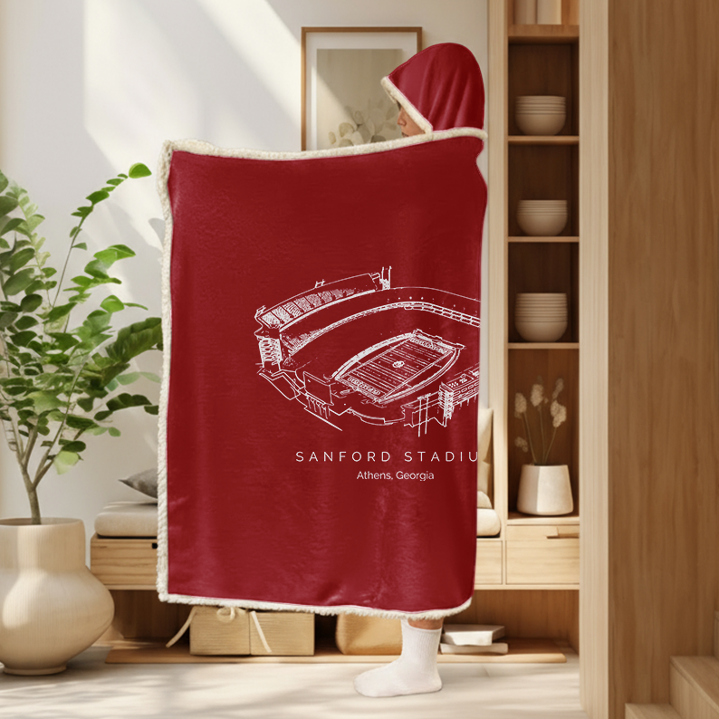 Personalized Sanford Stadium Sport Hooded Blanket