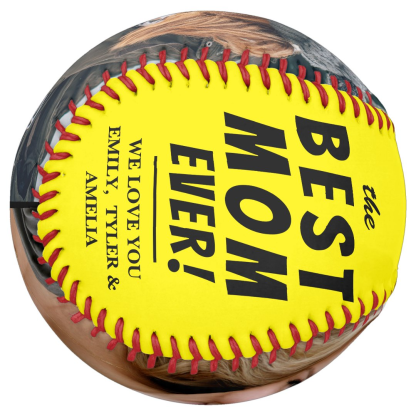 Yellow Best Mom Ever 2 Photo Collage Softball