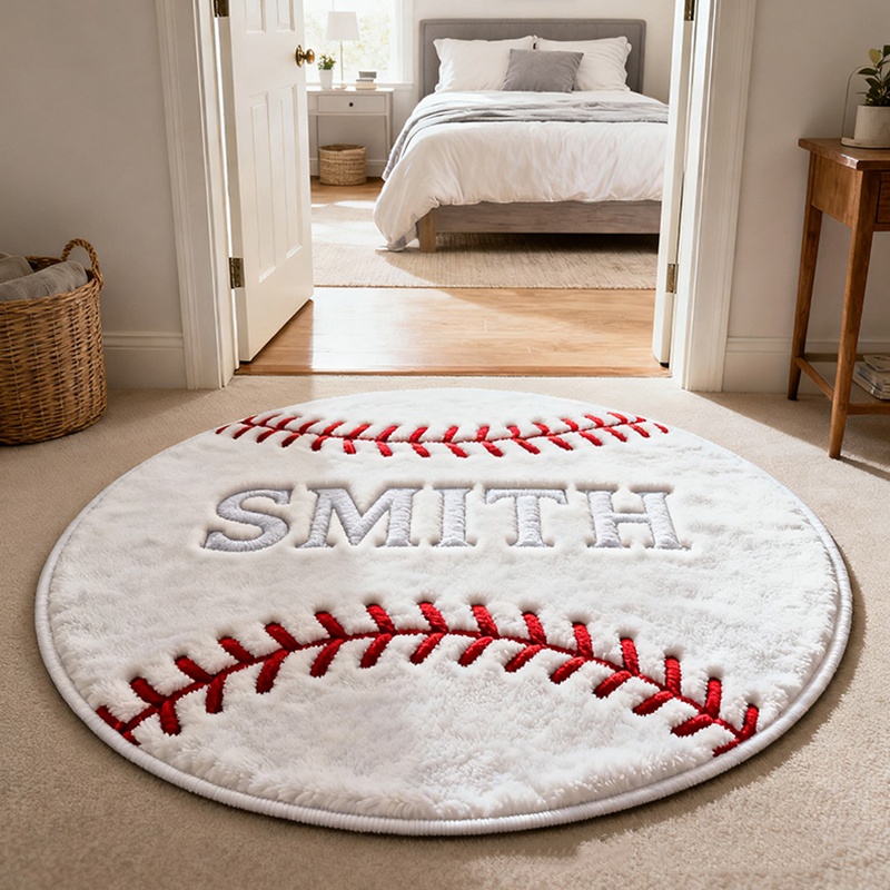 Personalized Baseball Welcome Door Mat With Custom Name For Sports Enthusiasts