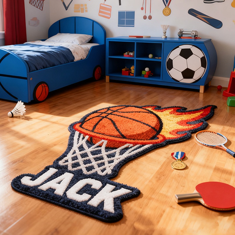 Personalized Slam Dunk Basketball Rug With Custom Name For Fans For Sports Lovers