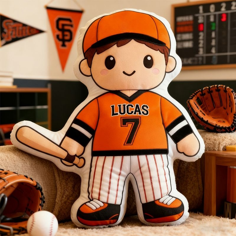Personalized Baseball Player Christmas Pillows, With Customizable Names And Jersey Numbers.