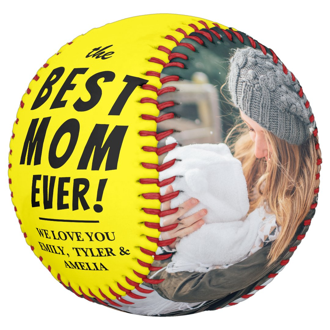 Yellow Best Mom Ever 2 Photo Collage Softball