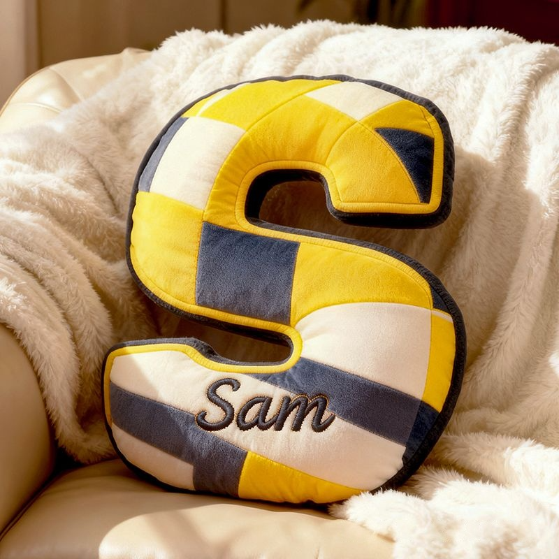 Personalized Volleyball Letter-Shaped Christmas Pillow, Specially Designed For Sports Fans.